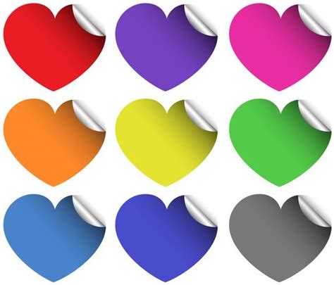 Heart Stickers In Different Colors Vector Art At Vecteezy