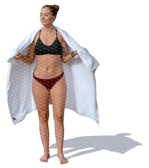 Woman In A Bathing Suit Standing And Holding A Towel VIShopper
