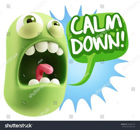 3d Rendering Angry Character Emoji Saying Stock Illustration 482607745