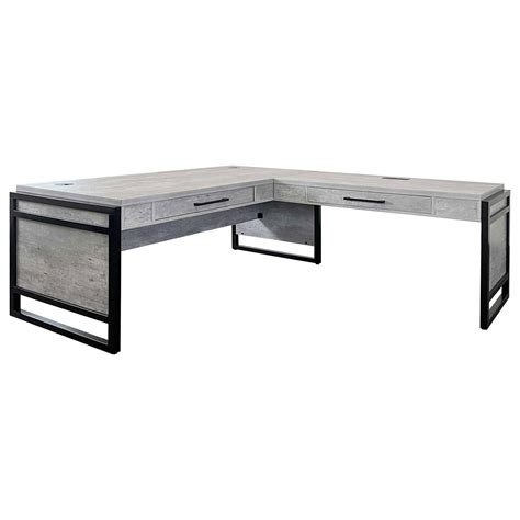 Wycliff Bay Mason L Shaped Desk In Gray And Black Nfm