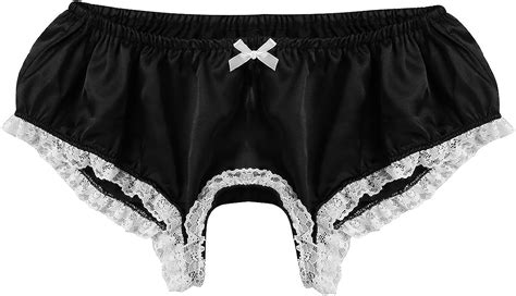 Yizyif Mens Silk Satin Open Crotch Sissy Maid Panties Crossdress Lingerie Underwear