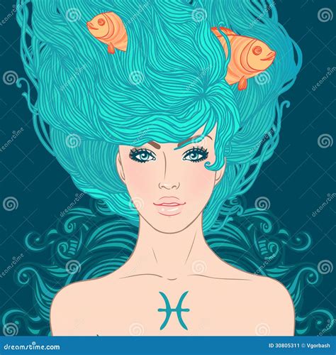 Pisces Astrological Sign As A Beautiful Girl Stock Image Image 30805311