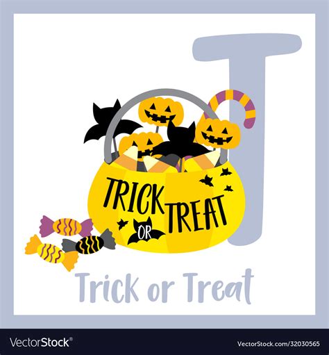 Letter T Vocabulary Trick Or Treat Royalty Free Vector Image