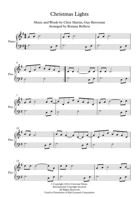 Christmas Lights By Coldplay Easy Piano Free Music Sheet