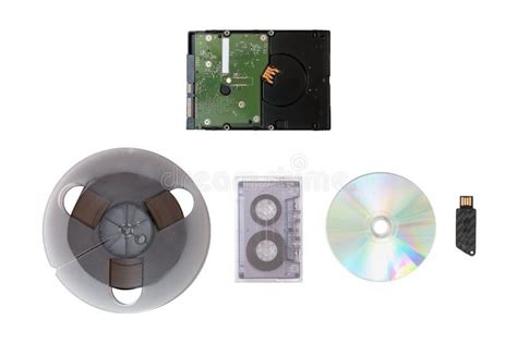 Hard Disk Hdd Cd Cassette Studio Tape Stock Image Image Of White