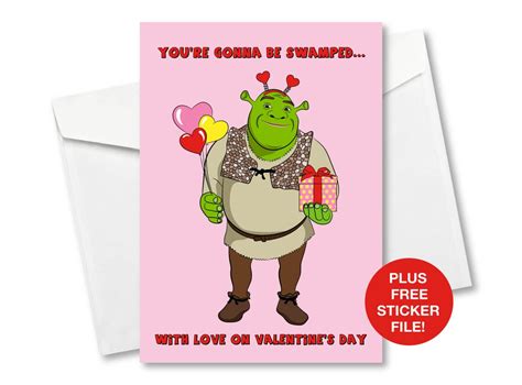 Shrek Valentines Day Card Shrek Valentines Card Shrek Etsy Uk