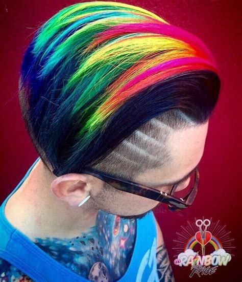 Rainbow Hair Mohawk Mens Hair Rainbows Undercut Men Hair Color