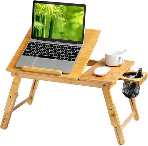 Home Bamboo Laptop Bed Lap Tray Multi Position Adjustable Tilt