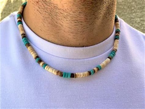 Mens Beaded Necklaceturquoise Necklaceafrican Etsy Uk Mens Beaded