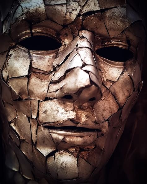 Premium Ai Image A Broken Mask With A Cracked Face
