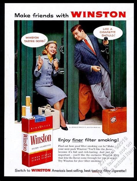 1956 Winston Cigarettes Woman Man Telephone Booth Photo Vintage Print