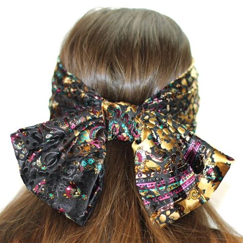 Burnout Velvet Bow Headband Womens Bow Headband Velvet Etsy