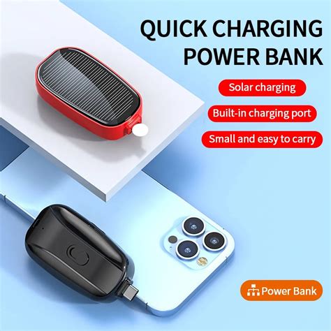 1200mah Portable Solar Power Bank Keychain Phone Charger Mini Powerbank