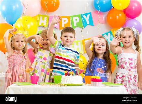 Happy Children Celebrating Birthday Holiday Stock Photo Alamy