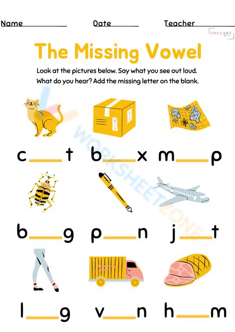 The Missing Vowel Worksheet