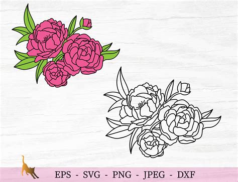 Peony Svg Flower Outline Svg Bouquet Svg File For Cricut Etsy Images