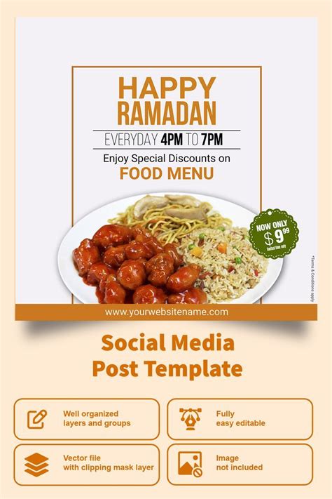 Social Media Post Template For Happy Ramdan Kareem Food Menu Ramdan