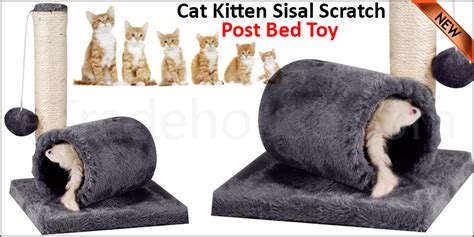 Cat Kitten Sisal Scratch Post Bed Toy With Tunnel And Mouse Pet Activity