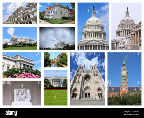 Washington Dc Usa Photo Collage With Landmarks And Architecture Stock