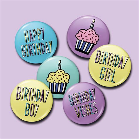 Happy Birthday Button Badge Set Made In Jersey