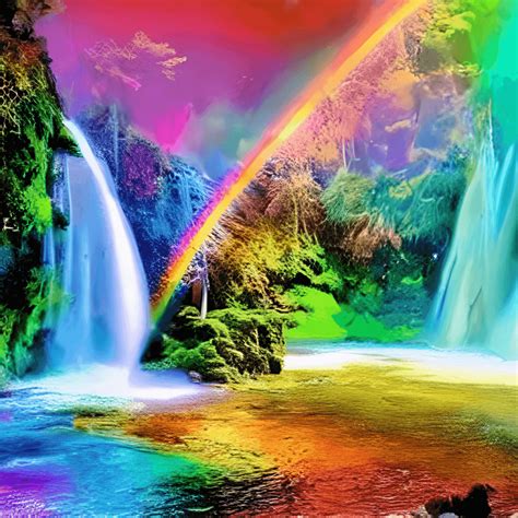 Rainbow Waterfall Bright Colors · Creative Fabrica