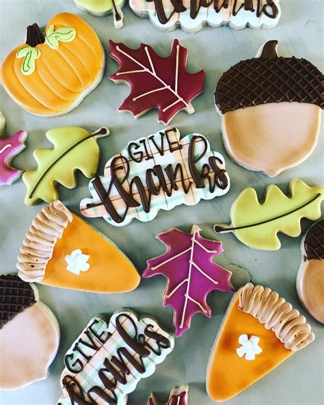 Give thanks cookies; thanksgiving cookies; decorated cookies; sugar cookies; royal icing cookies ...