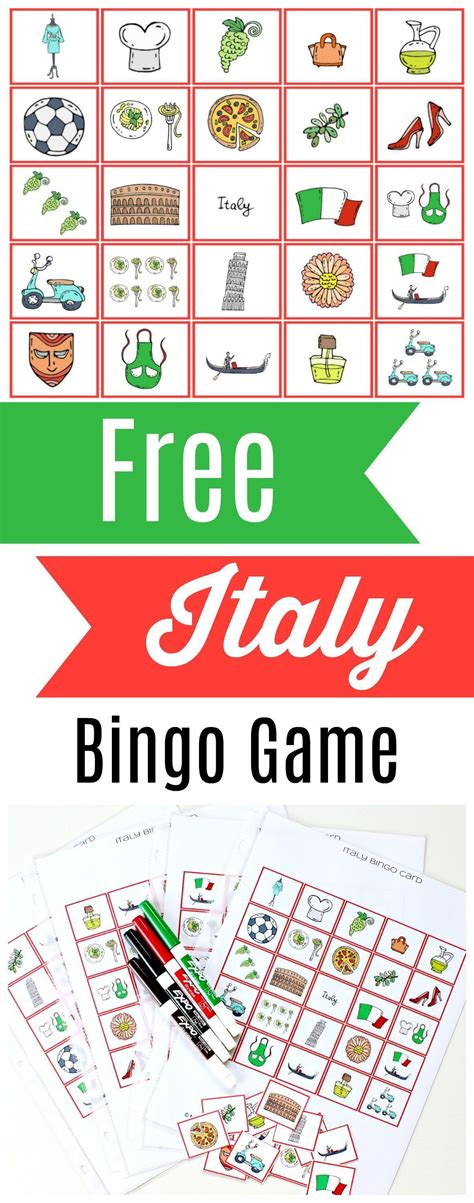 Free Printable Italy Bingo Game Fun Activity For Kids Of All Ages