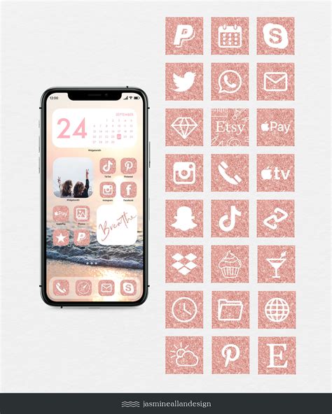 Rose Shimmer Icons Ios Themes Rose Gold Marble Aesthetic Ios 14 App