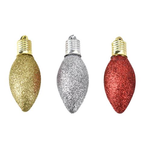Glittered Light Bulb Christmas Ornaments 3 Inch 15 Piece Ebay