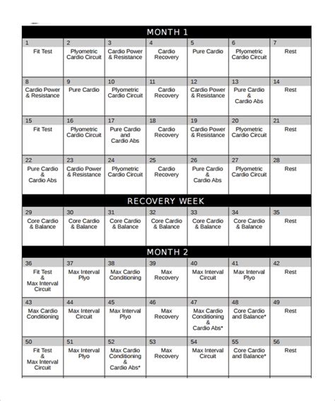 Free 10 Sample Workout Calendar Templates In Pdf Ms Word
