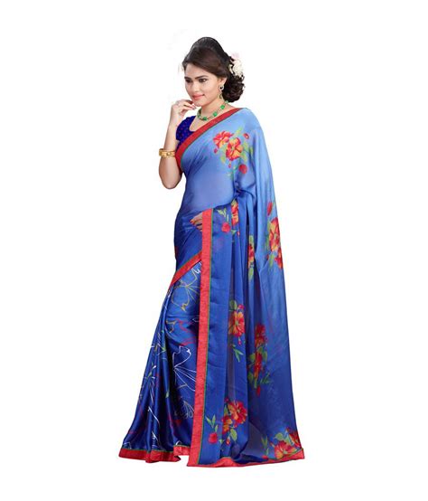 Cutie Pie Collection Blue Faux Georgette Saree Buy Cutie Pie