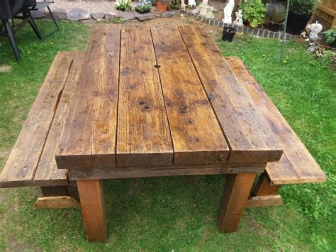 See more ideas about garden bench table, bench table, garden bench. Solid wood garden table and 2 benches restored | in ...