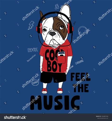 Dog Listening Music Illustration Vector Graphic Stock Vector Royalty