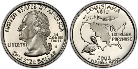 State Quarters 1999 2008 2002 S 25c Silver Louisiana Quarter Pcgs