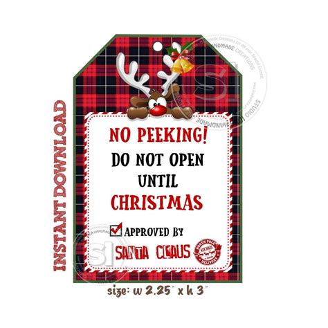 Instant Download No Peeking Do Not Open Until Christmas Printable Tags