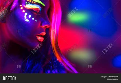 Fashion Model Woman Neon Light Image And Photo Bigstock