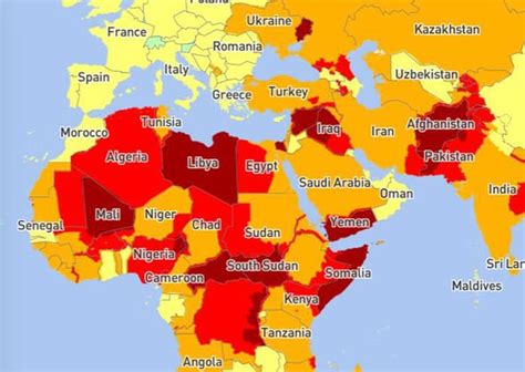 Most Dangerous Countries In The World Map International Sos Unveils