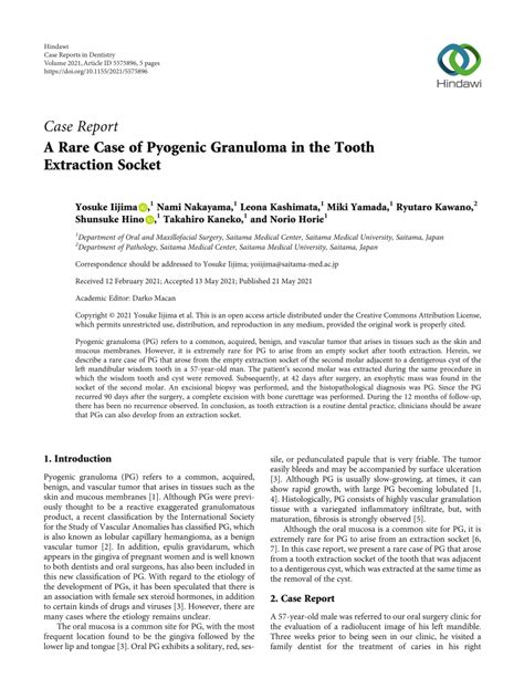 Pdf A Rare Case Of Pyogenic Granuloma In The Tooth Extraction Socket