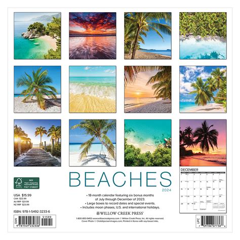 2024 Beaches 12x12 Wall Calendar