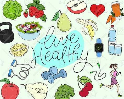Healthy Lifestyle Clipart Vector Pack Live Healthy Graphics Health