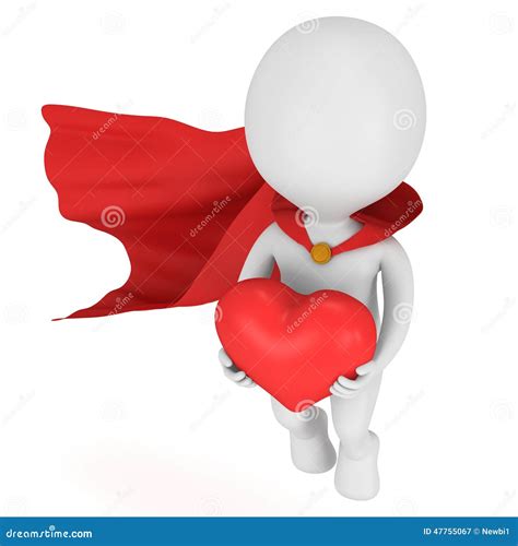 Brave Superhero In Love With Big Red Heart Stock Illustration