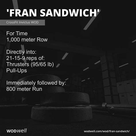 Fran Sandwich Workout Crossfit Invictus Wod Wodwell