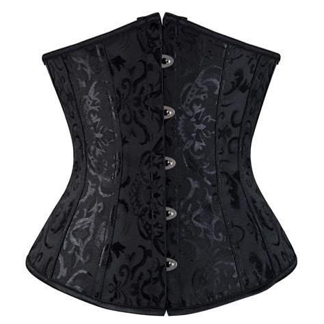 color black grebrafan steel boned corsets waist training underbust plus size gothic bridal
