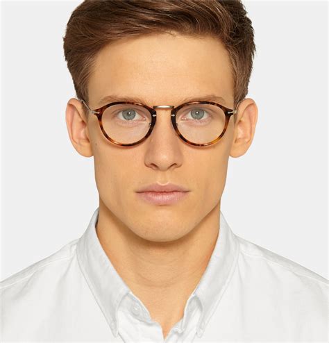 Persol Round Frame Acetate And Metal Optical Glasses In Brown For Men Lyst