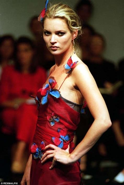 Kate Moss On The Dolce And Gabbana Runway In 1998 Grey Silk Dress Silk