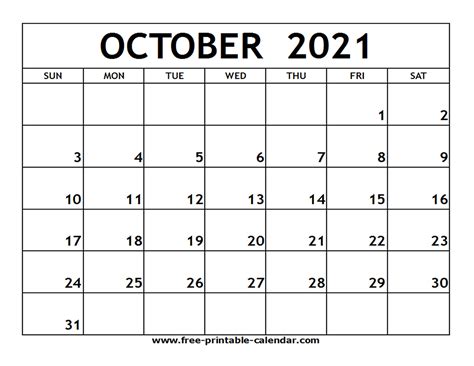 Download, and design 3 different types and 3 color variants of calendars 2021; October 2021 Calendar Free Printable | 2021 Printable ...