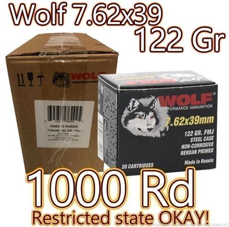 Wolf Performance 762x39 Ammo 122 Grain Fmj Steel Case 1000 Rounds 7
