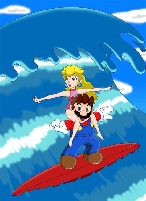Surfing Mario And Peach By Famousmari5 On