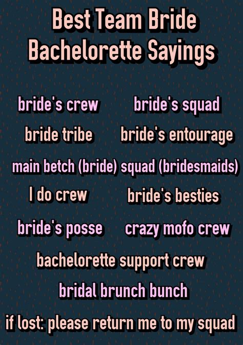 Best Team Bride Bachelorette Sayings Bride Tride Squad Brunch Bunch I Do Crew Bachelorette