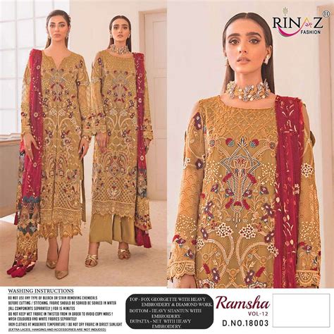 Rinaz Ramsha Vol 12 Designer Georgette Embroidery Pakistani Suit Catalog